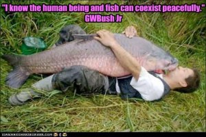 The human being and the fish can co-exist