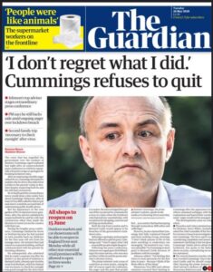 Dominic Cummings, Guardian front page