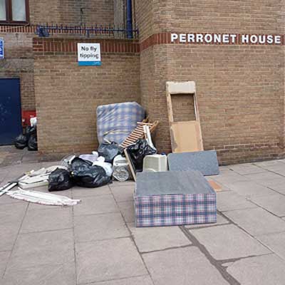 Rubbish at Perronet House, London © Simon Lee